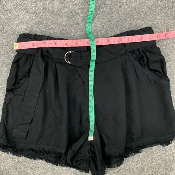 Splendid Cross Hatch Paperbag Shorts Womens XS Extra Small Black Fray Hem Pocket - Picture 7 of 12